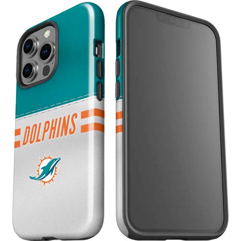 NFL Miami Dolphins White Striped iPhone 15 Pro Impact Case